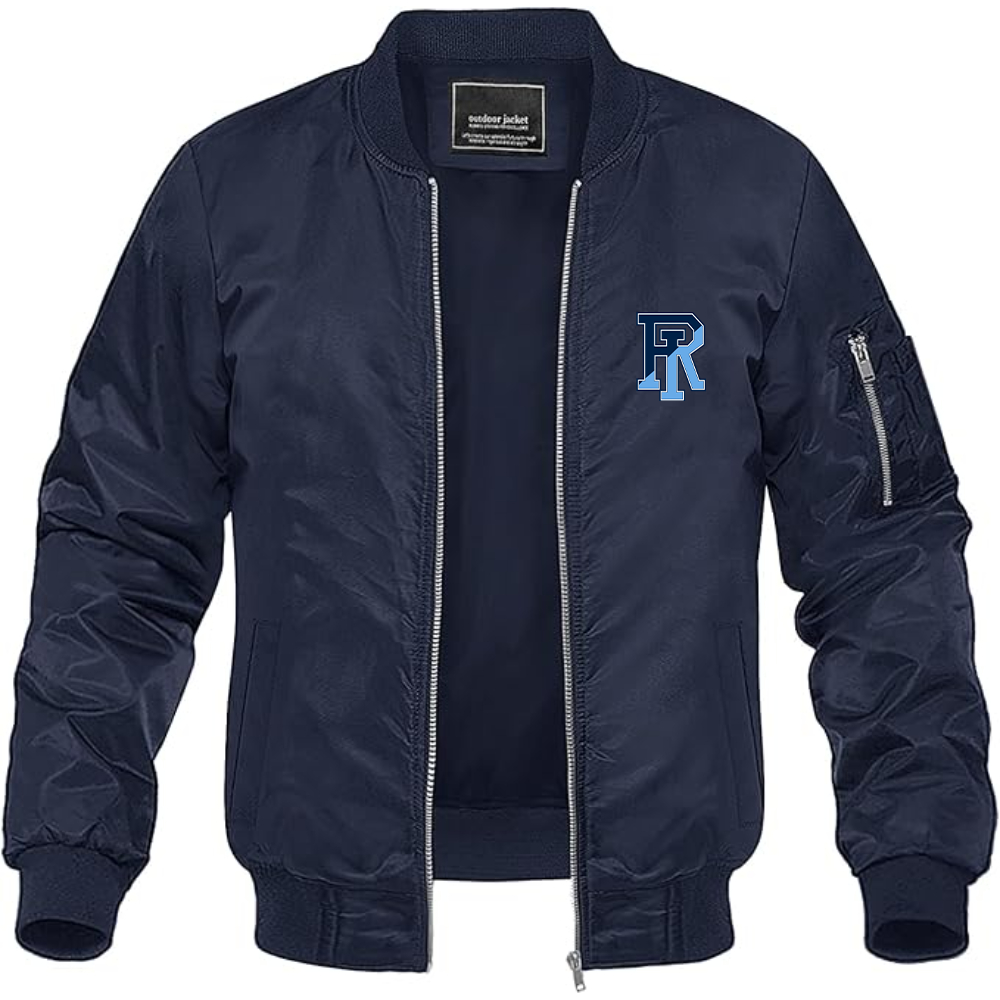 Men's Rhode Island Rams Logo Lightweight Bomber Jacket Windbreaker Softshell Varsity Jacket Coat