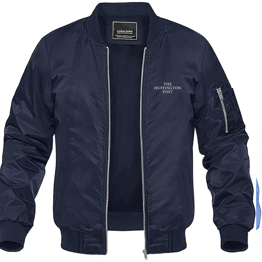 Men's The Huffington Post Logo Lightweight Bomber Jacket Windbreaker Softshell Varsity Jacket Coat