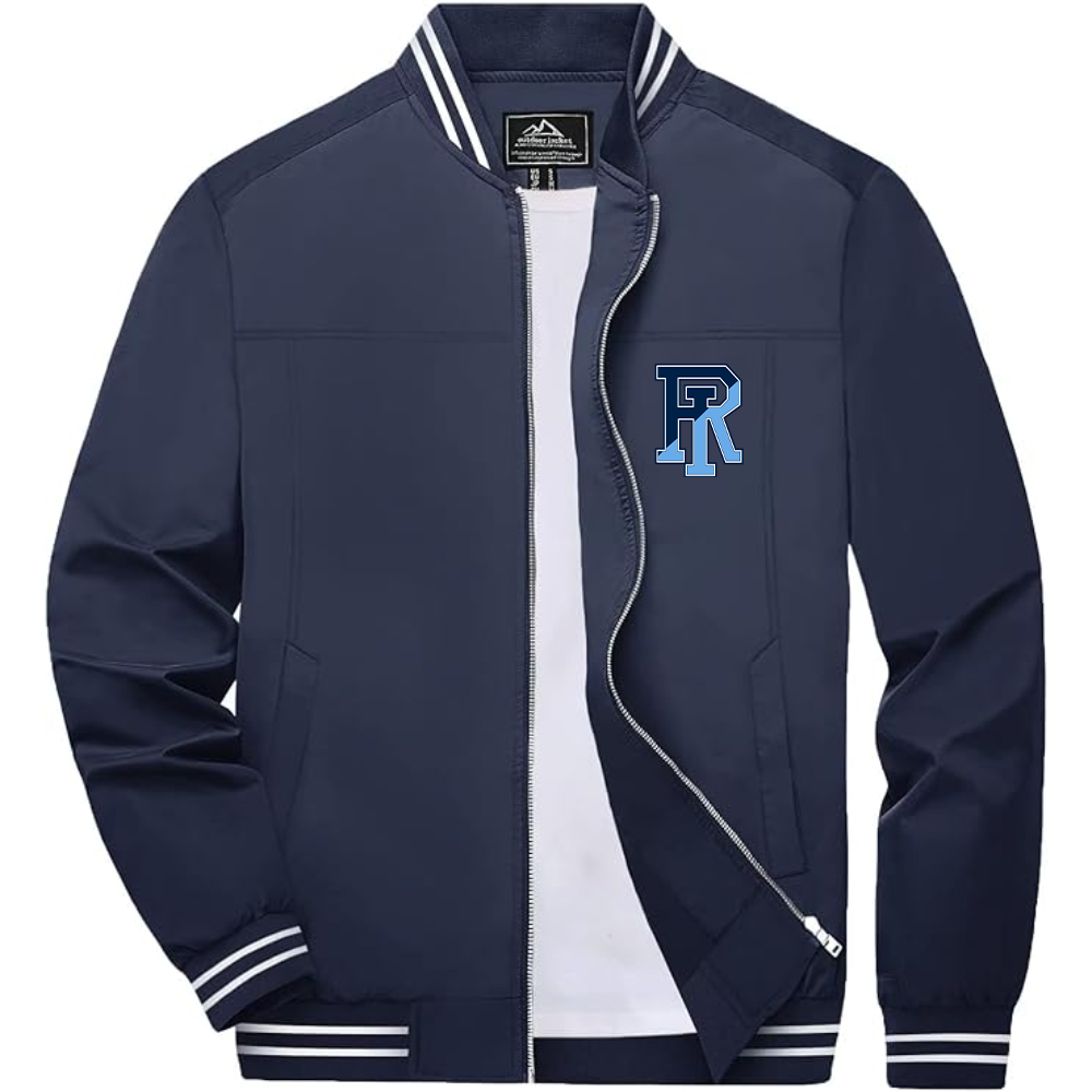 Men's Rhode Island Rams Logo Lightweight Zip-Up Ribbed Collar and Cuffs Bomber Jacket