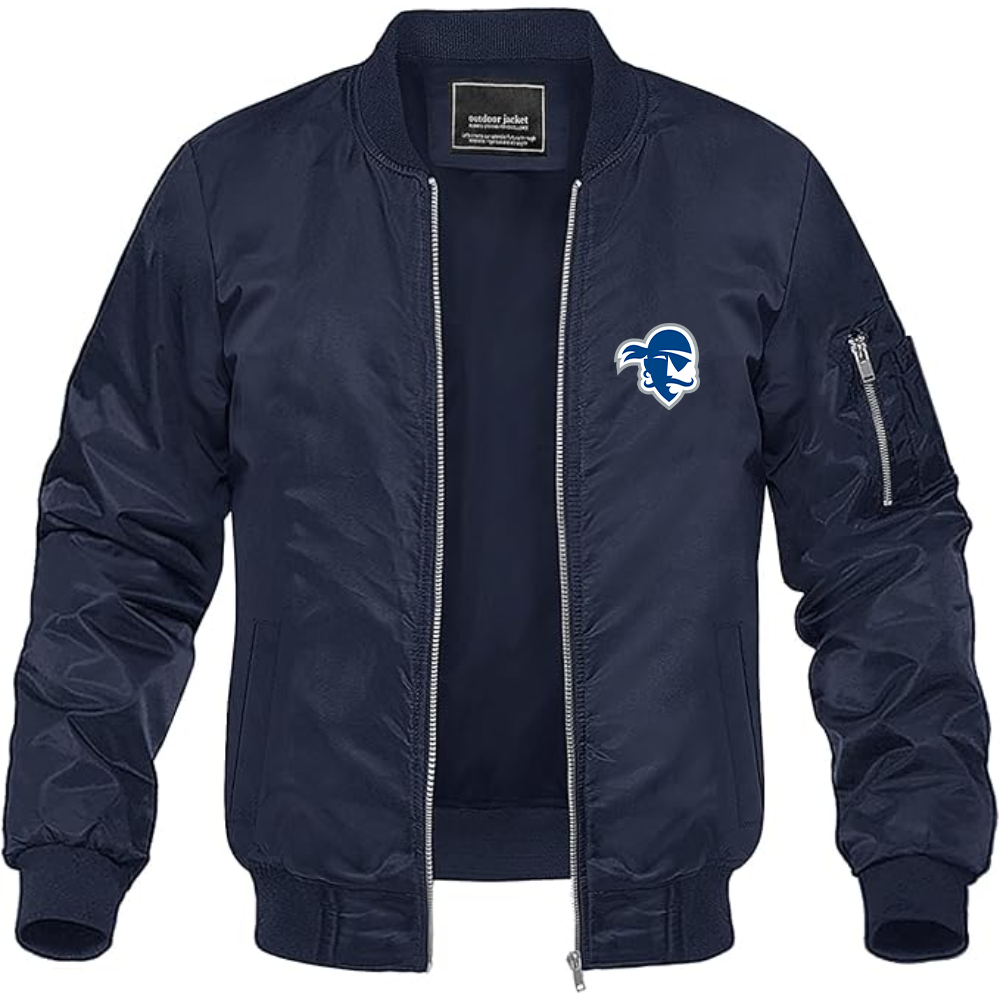 Men's Seton Hall Pirates Logo Lightweight Bomber Jacket Windbreaker Softshell Varsity Jacket Coat