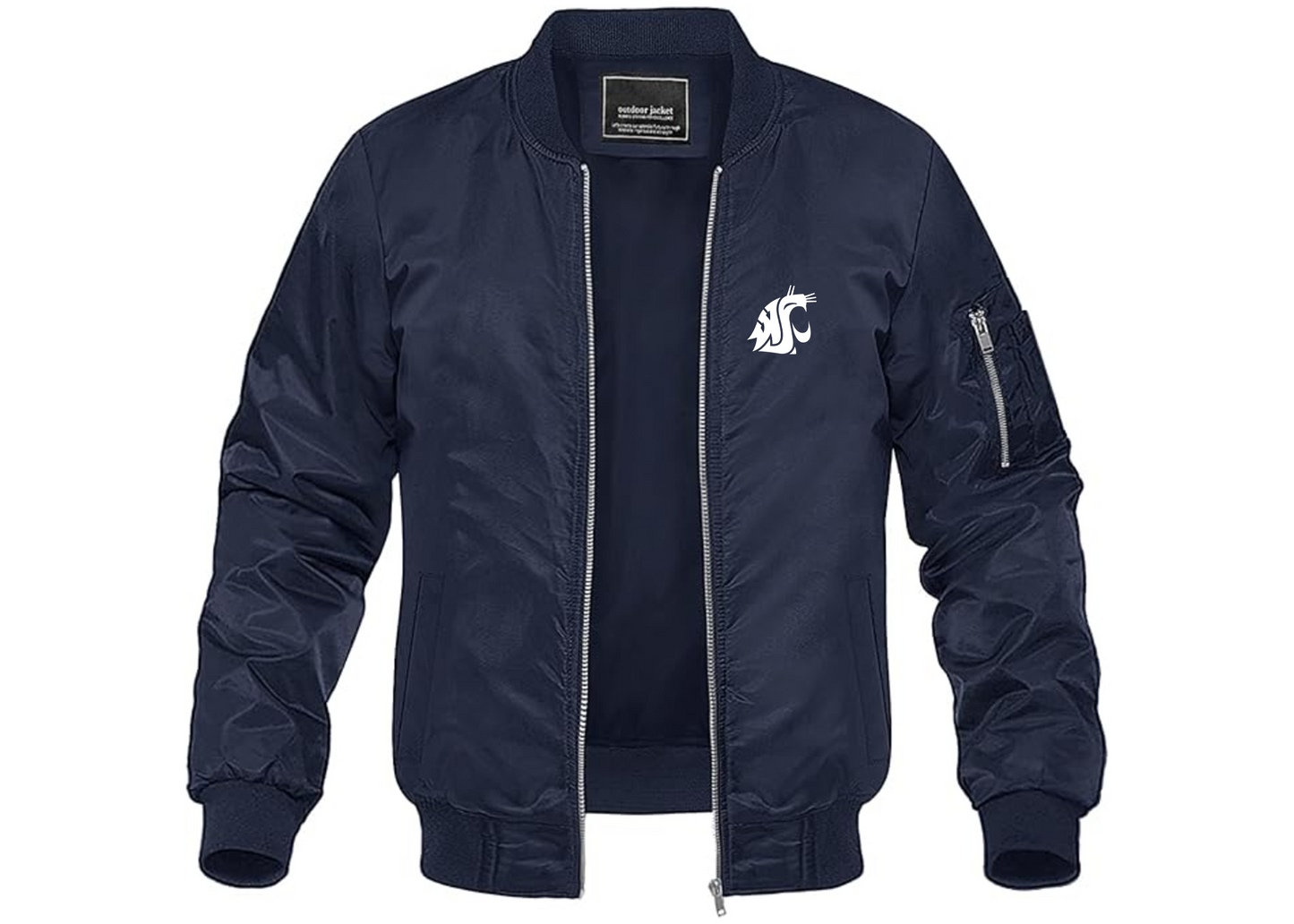 Men's Washington State Cougars Lightweight Bomber Jacket Windbreaker Softshell Varsity Jacket Coat