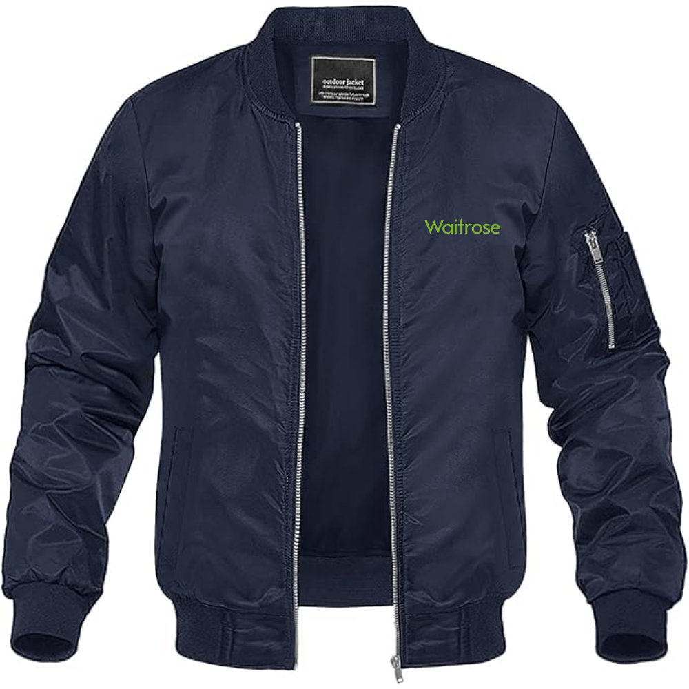 Men's Waitrose Logo Lightweight Bomber Jacket Windbreaker Softshell Varsity Jacket Coat