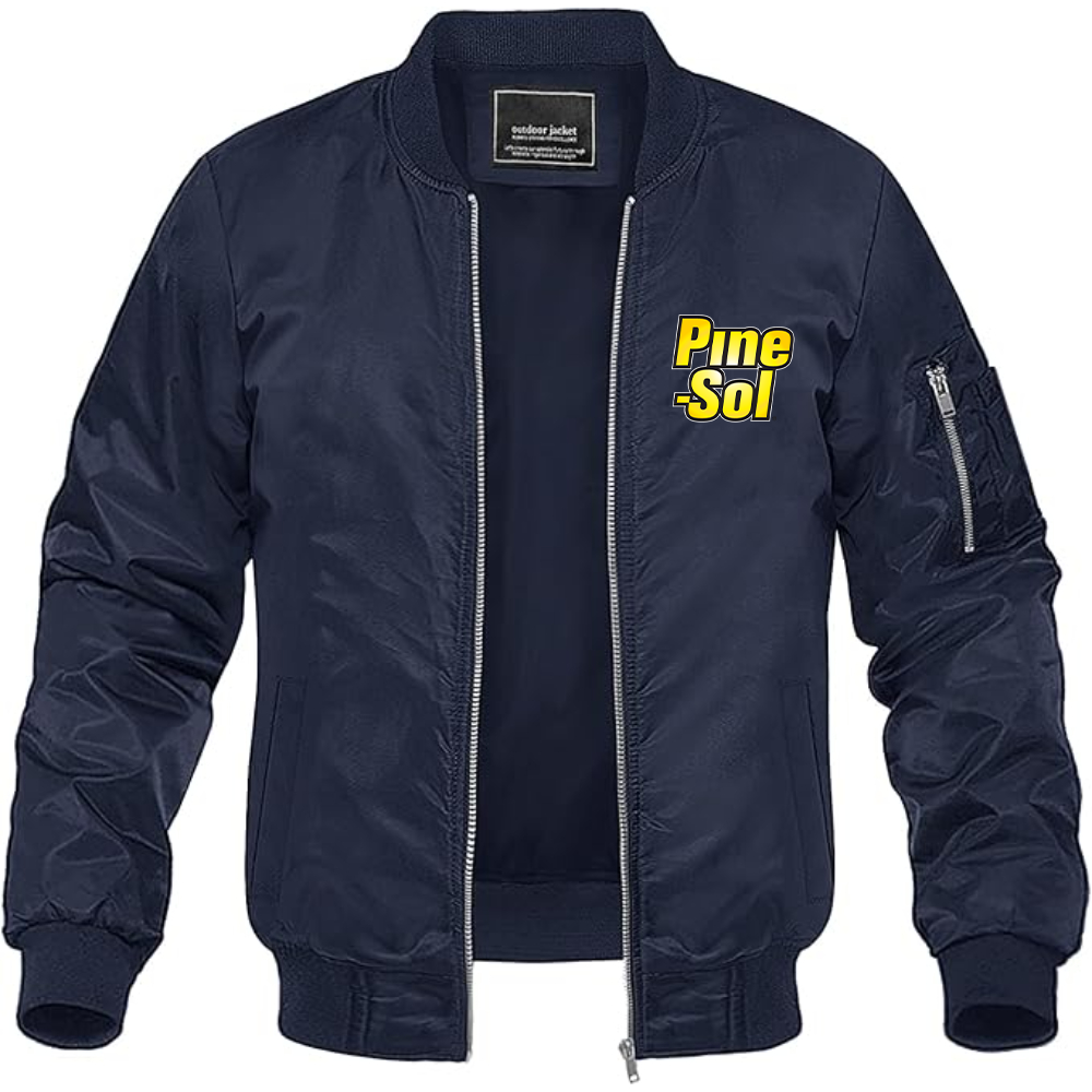 Men's Pine Sol Logo Lightweight Bomber Jacket Windbreaker Softshell Varsity Jacket Coat