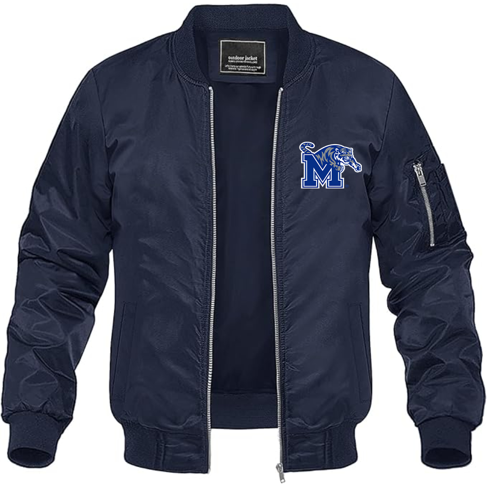Men's Memphis Tigers Logo Lightweight Bomber Jacket Windbreaker Softshell Varsity Jacket Coat