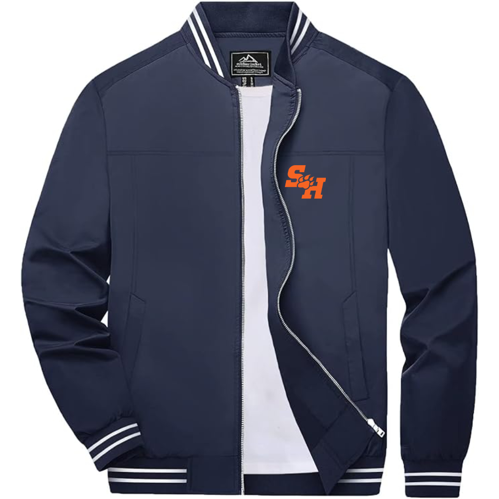 Men's Sam Houston State Bearkats Logo Lightweight Zip-Up Ribbed Collar and Cuffs Bomber Jacket