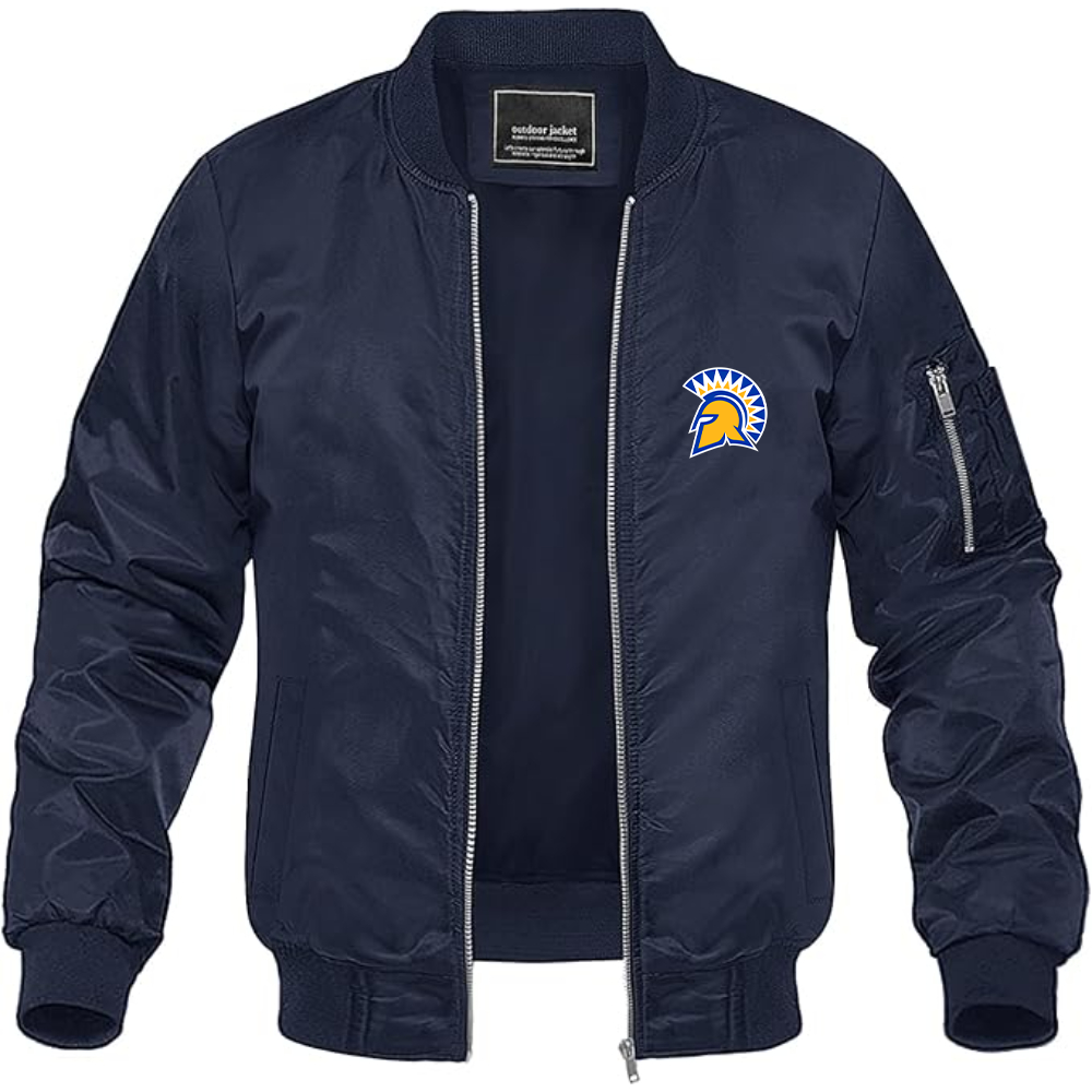 Men's San Jose State Spartans Logo Lightweight Bomber Jacket Windbreaker Softshell Varsity Jacket Coat