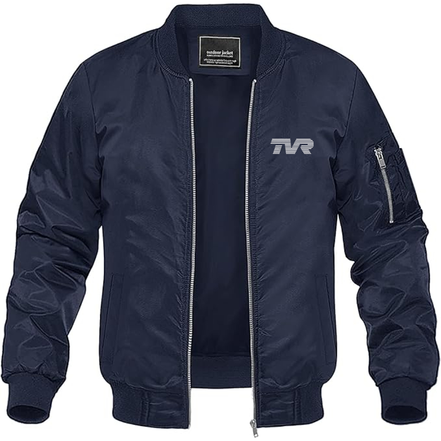 Men's TVR Logo Lightweight Bomber Jacket Windbreaker Softshell Varsity Jacket Coat