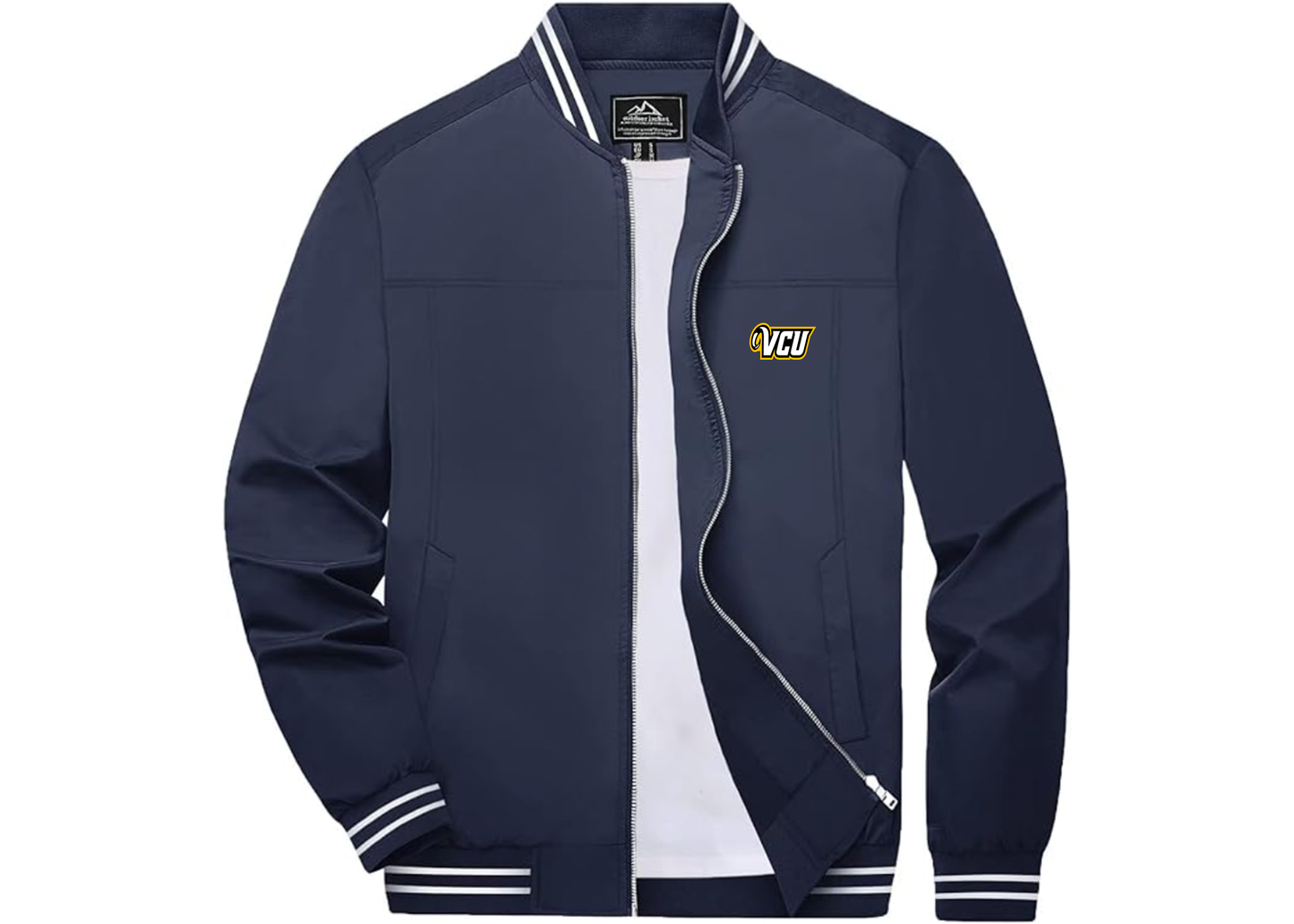 Men's Virginia Commonwealth Rams Lightweight Zip-Up Ribbed Collar and Cuffs Bomber Jacket