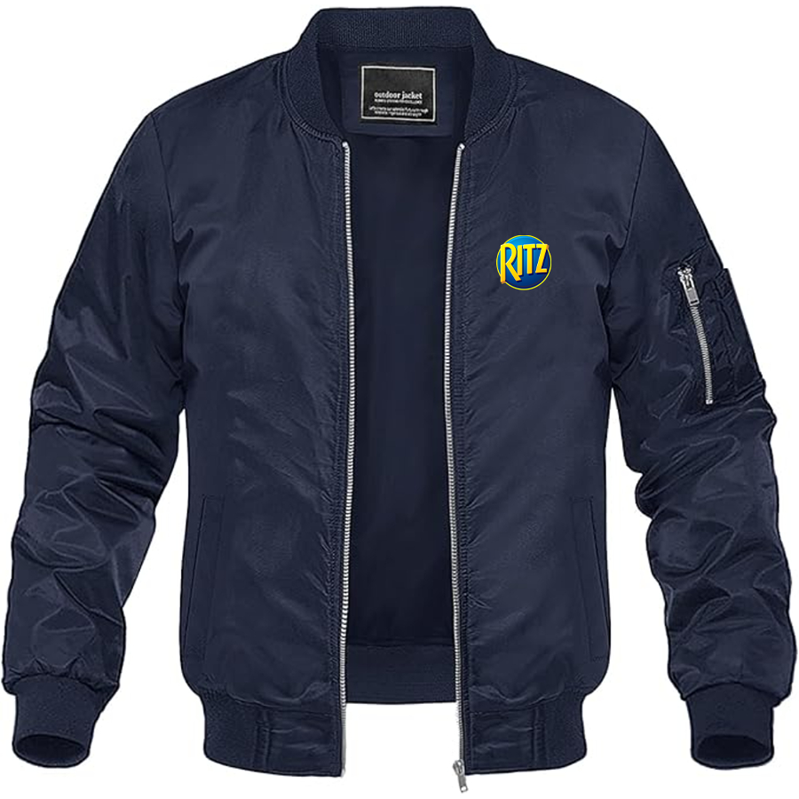 Men's Ritz Crackers Logo Lightweight Bomber Jacket Windbreaker Softshell Varsity Jacket Coat