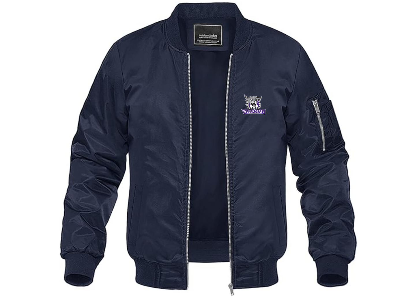 Men's Weber State Wildcats Lightweight Bomber Jacket Windbreaker Softshell Varsity Jacket Coat