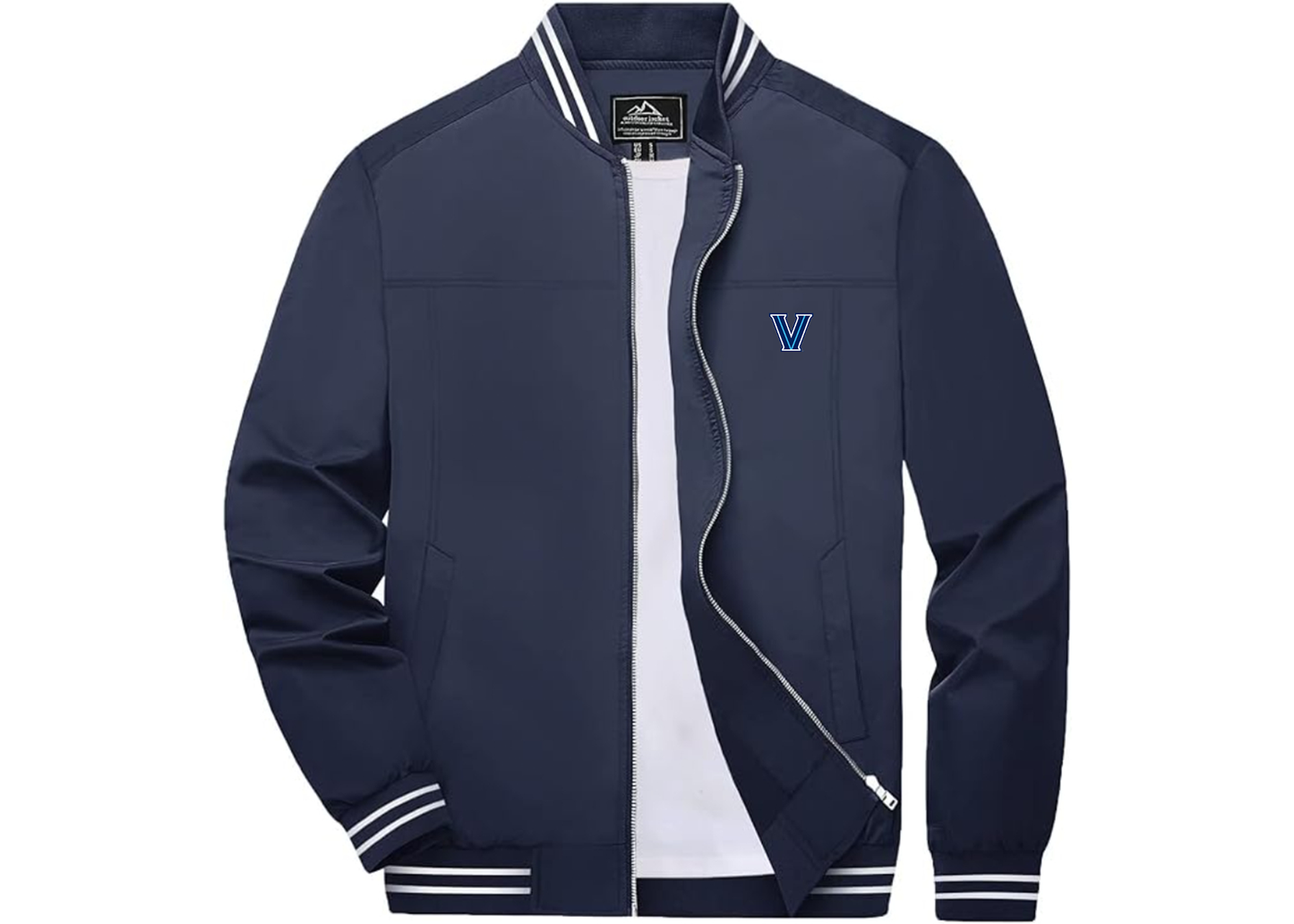 Men's Villanova Wildcats Lightweight Zip-Up Ribbed Collar and Cuffs Bomber Jacket