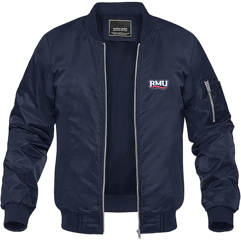 Men's Robert Morris Colonials Logo Lightweight Bomber Jacket Windbreaker Softshell Varsity Jacket Coat
