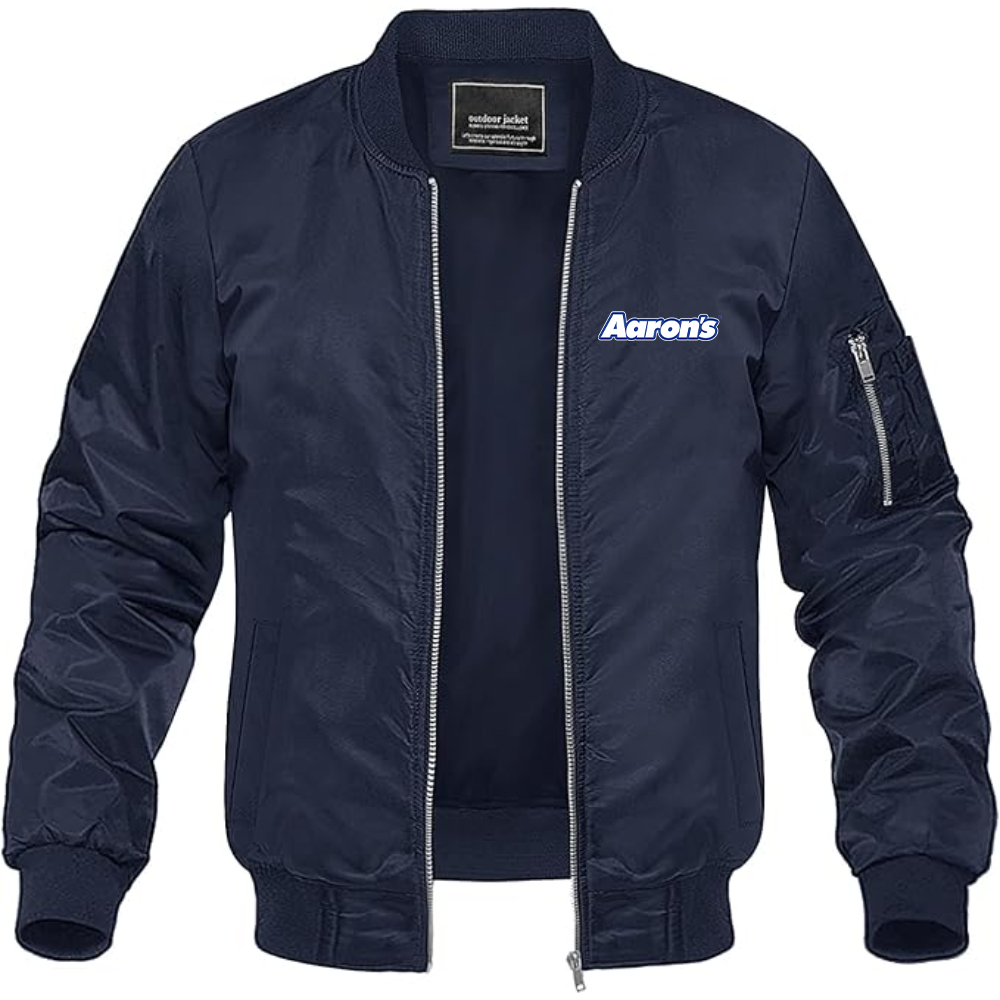 Men's Aaron_s Logo Lightweight Bomber Jacket Windbreaker Softshell Varsity Jacket Coat