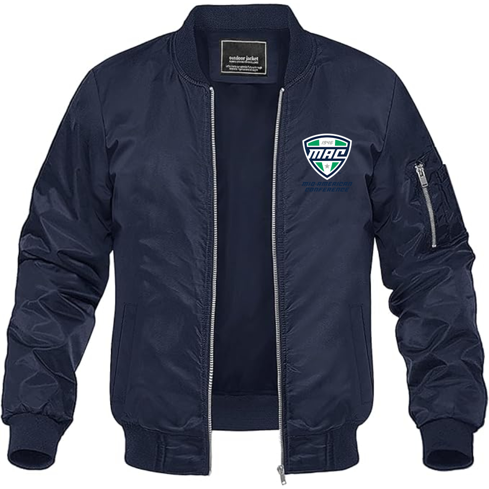 Men's Mid American Conference Logo Lightweight Bomber Jacket Windbreaker Softshell Varsity Jacket Coat