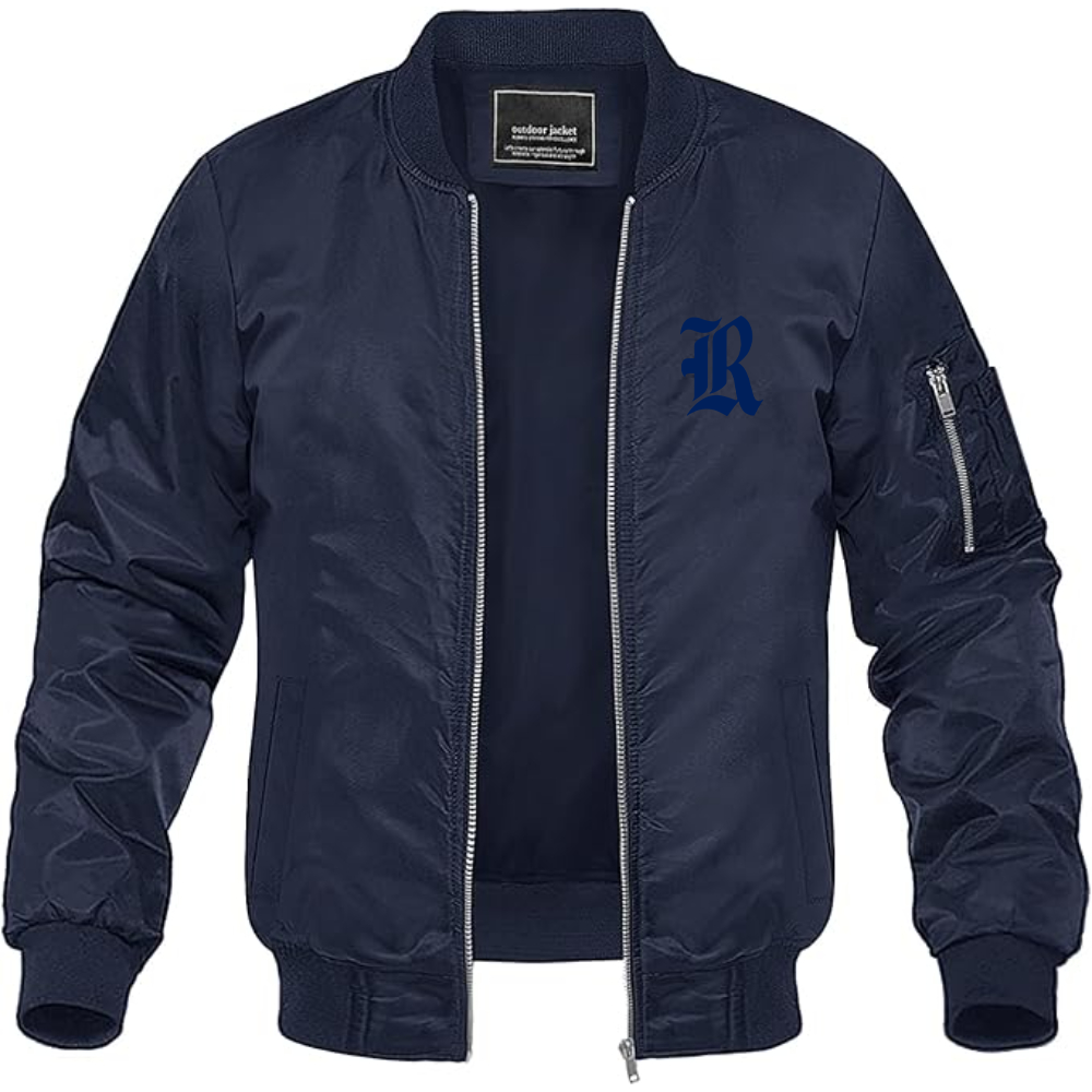 Men's Rice Owls Logo Lightweight Bomber Jacket Windbreaker Softshell Varsity Jacket Coat