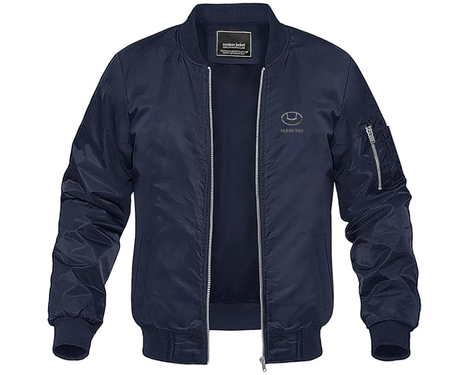 Men's Hawta Logo Lightweight Bomber Jacket Windbreaker Softshell Varsity Jacket Coat