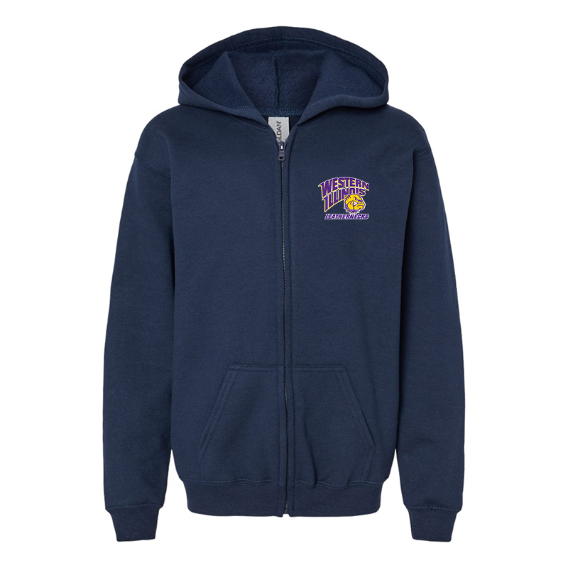 Gildan Heavy Blend Youth Western Illinois Leathernecks Full Zip Hooded Sweatshirt