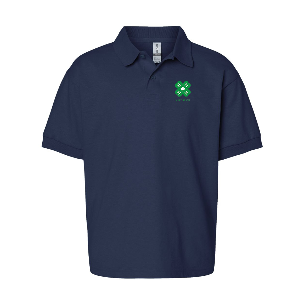 Youth 4H Canada Logo Gildan Dry Blend Jersey Polo