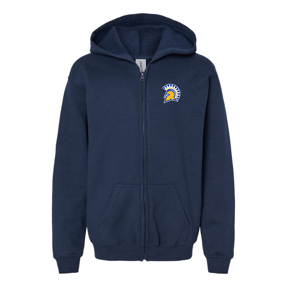 Gildan Heavy Blend Youth San Jose State Spartans Logo Full Zip Hooded Sweatshirt