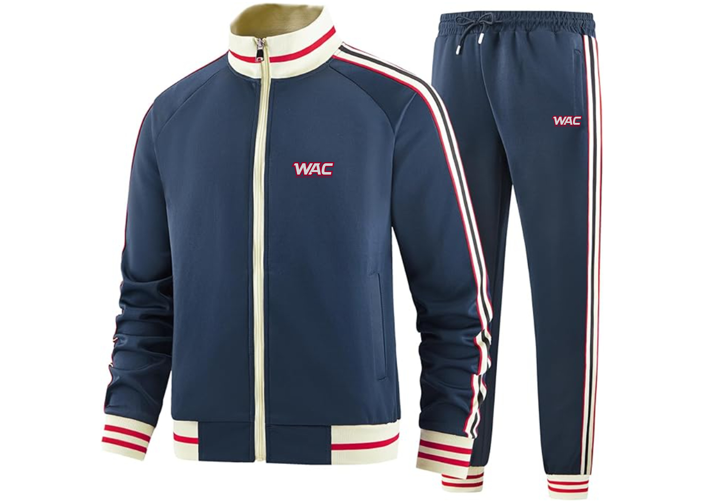 Men's Western Athletic Conference Tracksuit with Bold Striped Accents and Zippered Front Athletic Wear