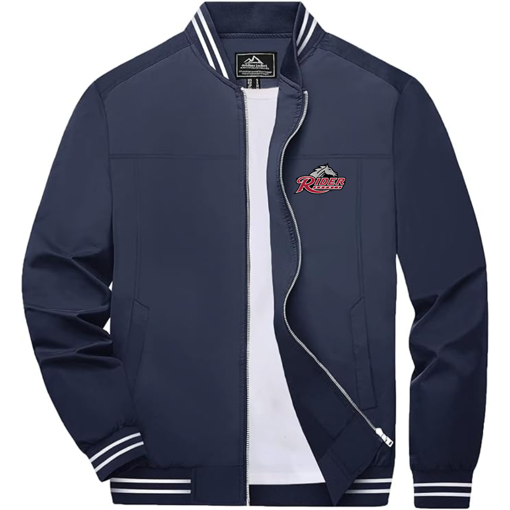 Men's Rider Broncs Logo Lightweight Zip-Up Ribbed Collar and Cuffs Bomber Jacket