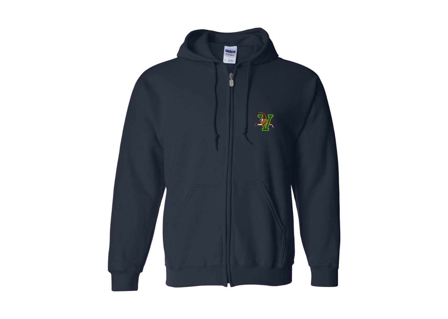 Men's Vermont Catamounts Gildan  Heavy Blend Full Zip Hooded Sweatshirt