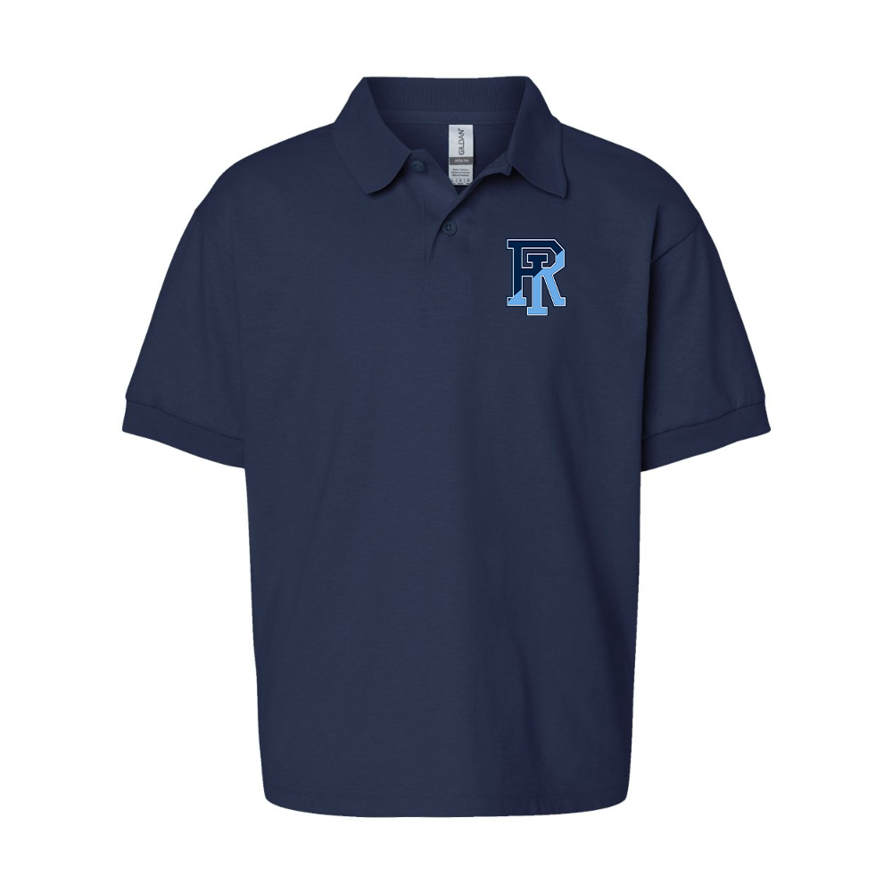 Youth Rhode Island Rams Logo Gildan Dry Blend Jersey Polo
