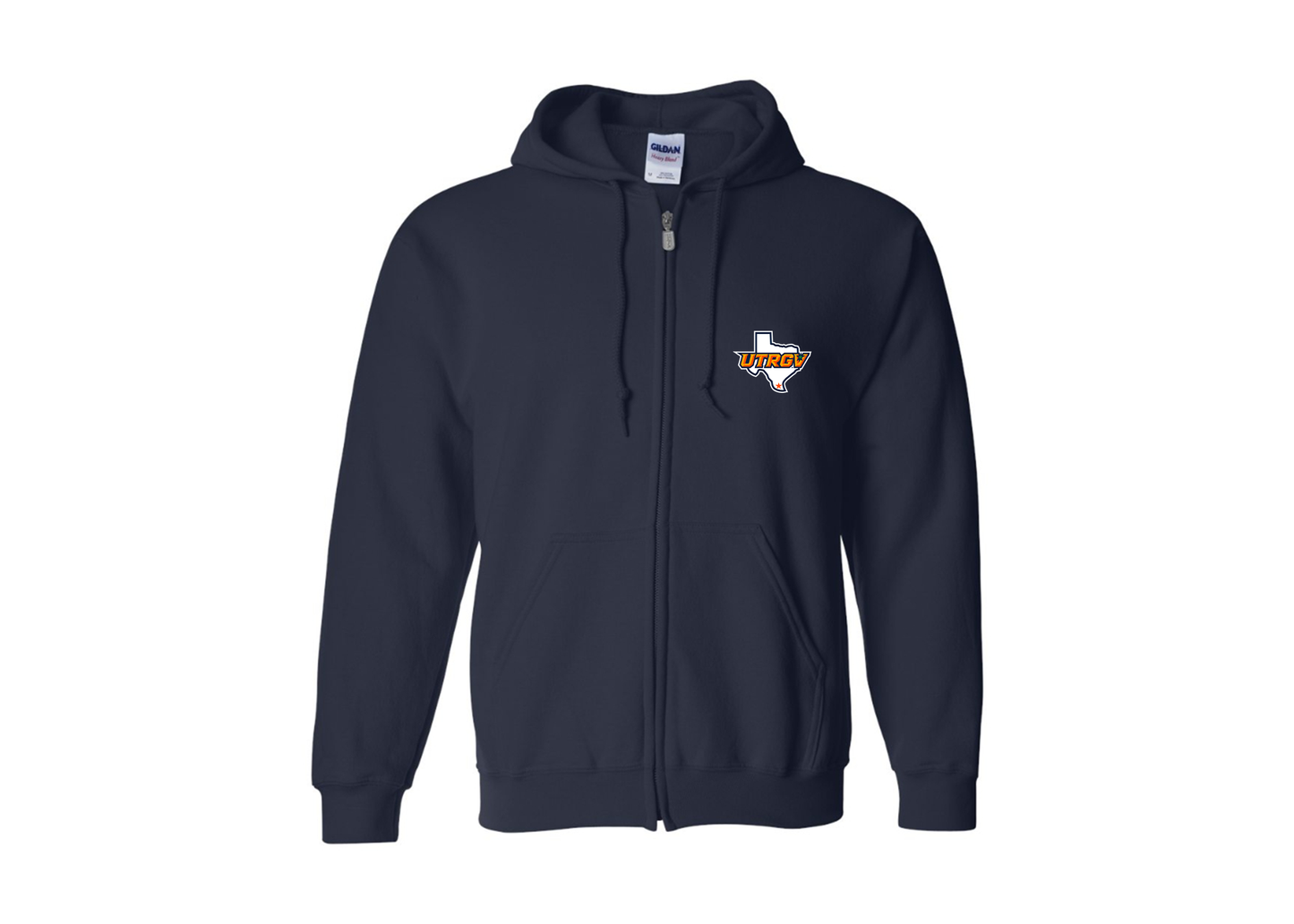 Men's UTRGV Vaqueros Gildan  Heavy Blend Full Zip Hooded Sweatshirt