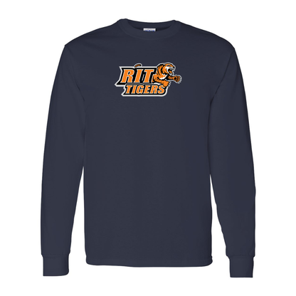 Men's RIT Tigers Logo Gildan Heavy Cotton Long Sleeve T-Shirt