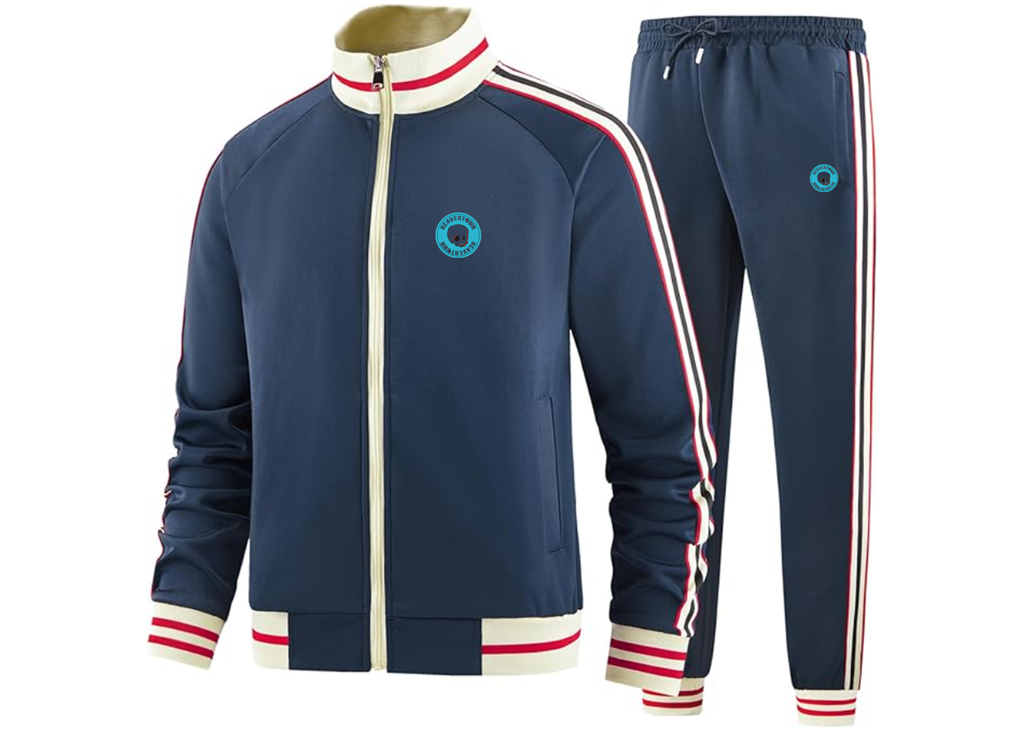 Men's Beavertown Brewery Tracksuit with Bold Striped Accents and Zippered Front Athletic Wear