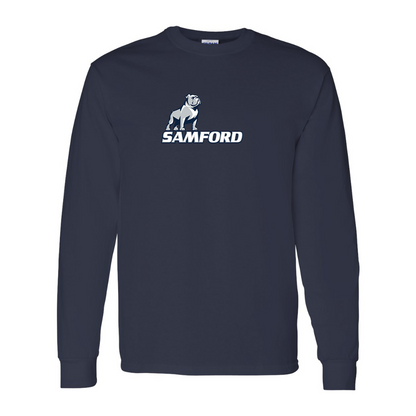 Men's Samford Bulldogs Logo Gildan Heavy Cotton Long Sleeve T-Shirt