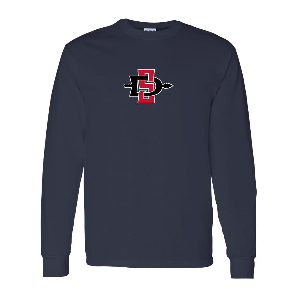 Men's San Diego State Aztecs Logo Gildan Heavy Cotton Long Sleeve T-Shirt