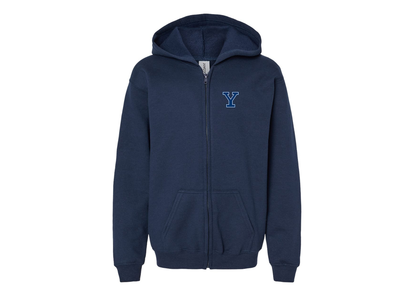 Gildan Heavy Blend Youth Yale Bulldogs Full Zip Hooded Sweatshirt