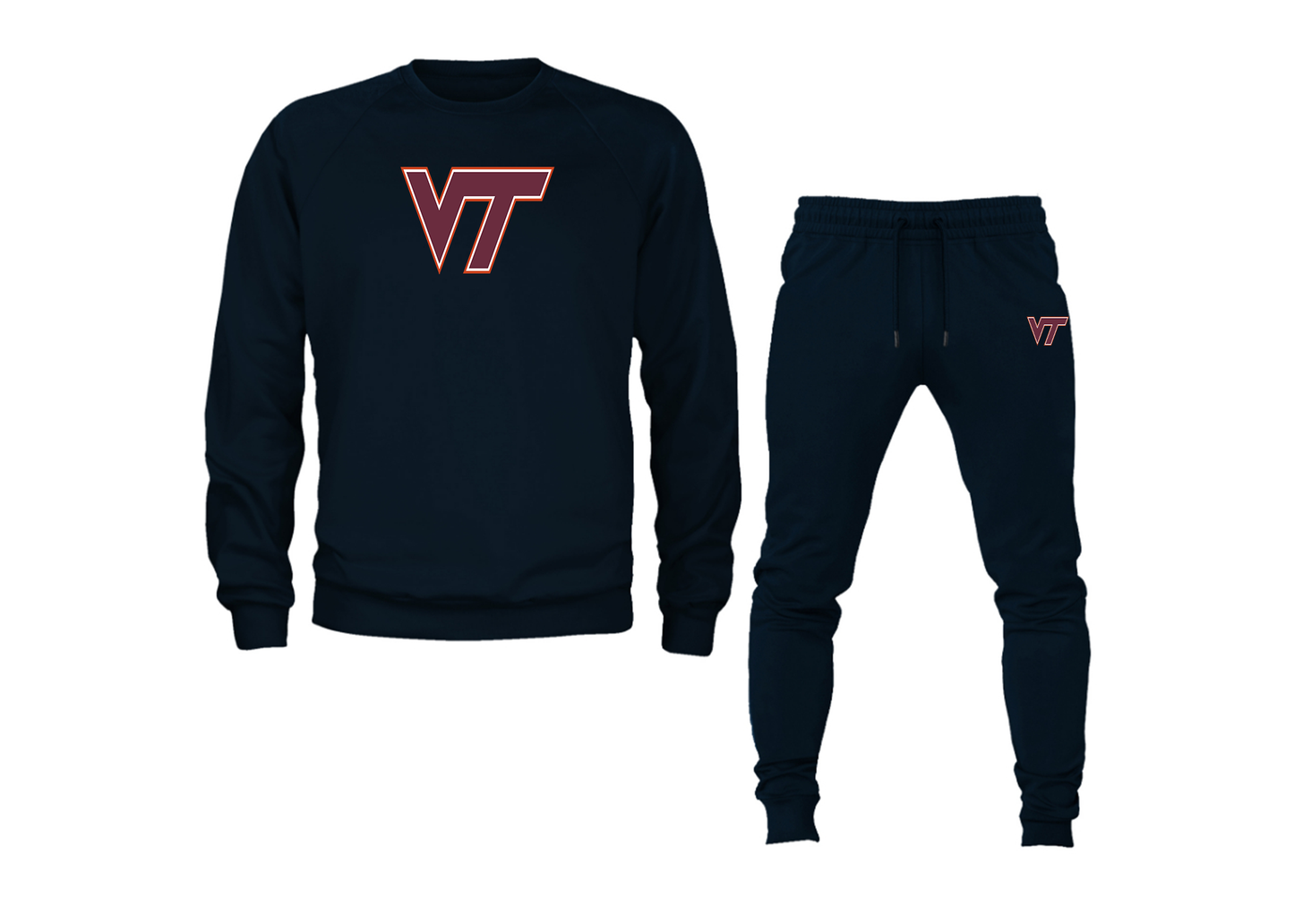 Men's Virginia Tech Hokies Crewneck Sweatshirt Joggers Suit