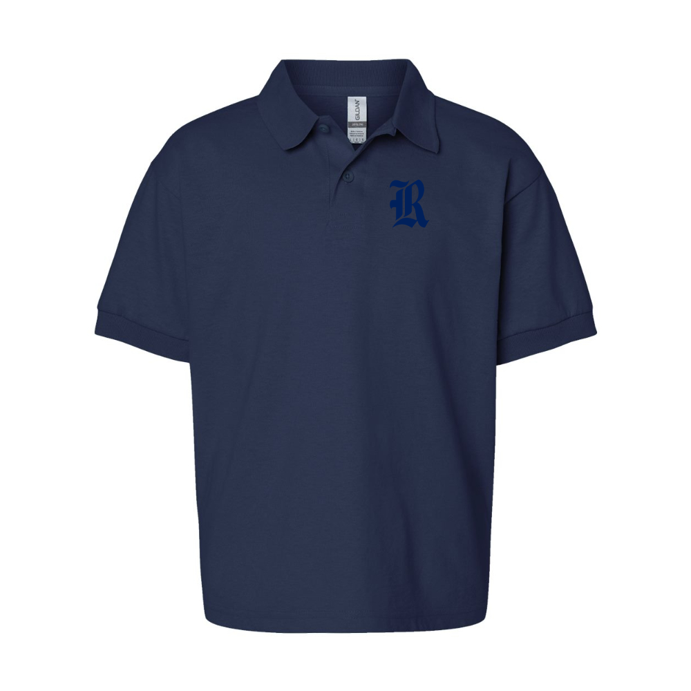 Youth Rice Owls Logo Gildan Dry Blend Jersey Polo