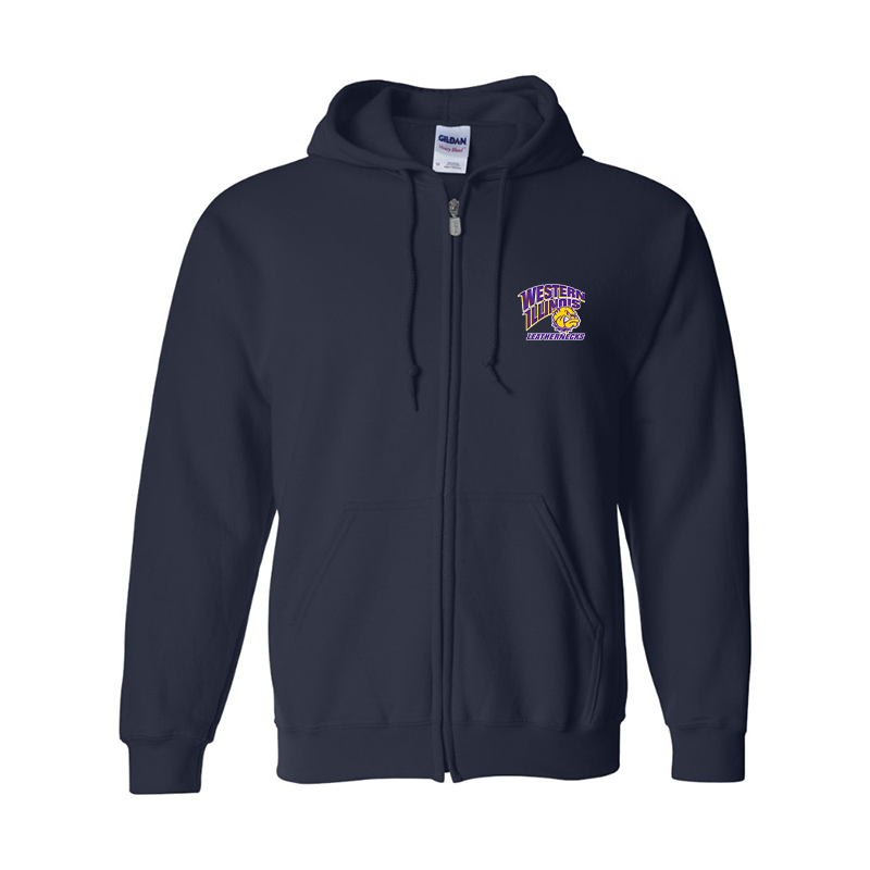 Men's Western Illinois Leathernecks Gildan  Heavy Blend Full Zip Hooded Sweatshirt