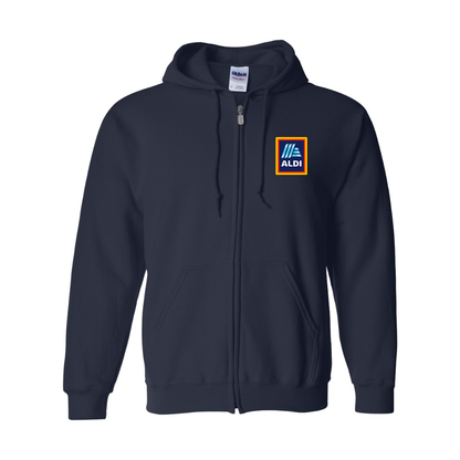 Men's Aldi Logo Gildan  Heavy Blend Full Zip Hooded Sweatshirt