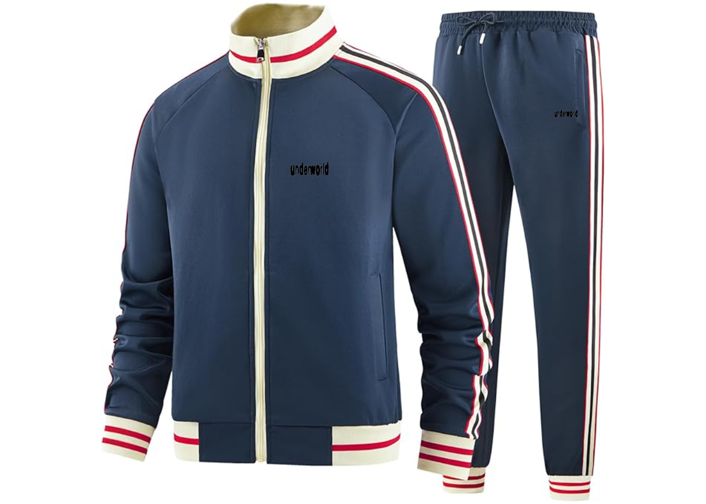 Men's Underworld Tracksuit with Bold Striped Accents and Zippered Front Athletic Wear