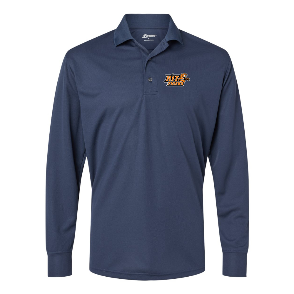 Men's RIT Tigers Logo Paragon Prescott Long Sleeve Polo