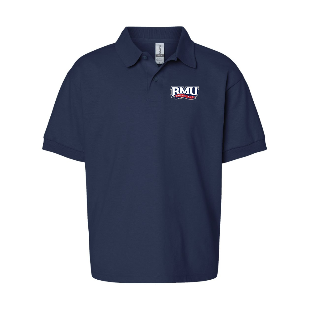 Youth Robert Morris Colonials Logo Gildan Dry Blend Jersey Polo