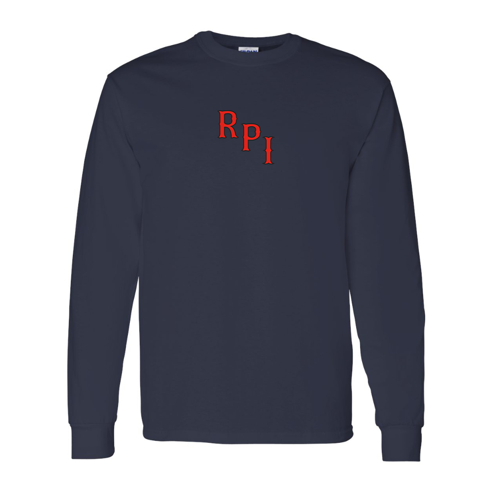 Men's RPI Engineers Logo Gildan Heavy Cotton Long Sleeve T-Shirt