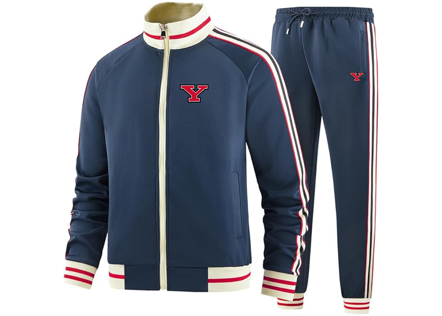 Men's Youngstown State Penguins Tracksuit with Bold Striped Accents and Zippered Front Athletic Wear