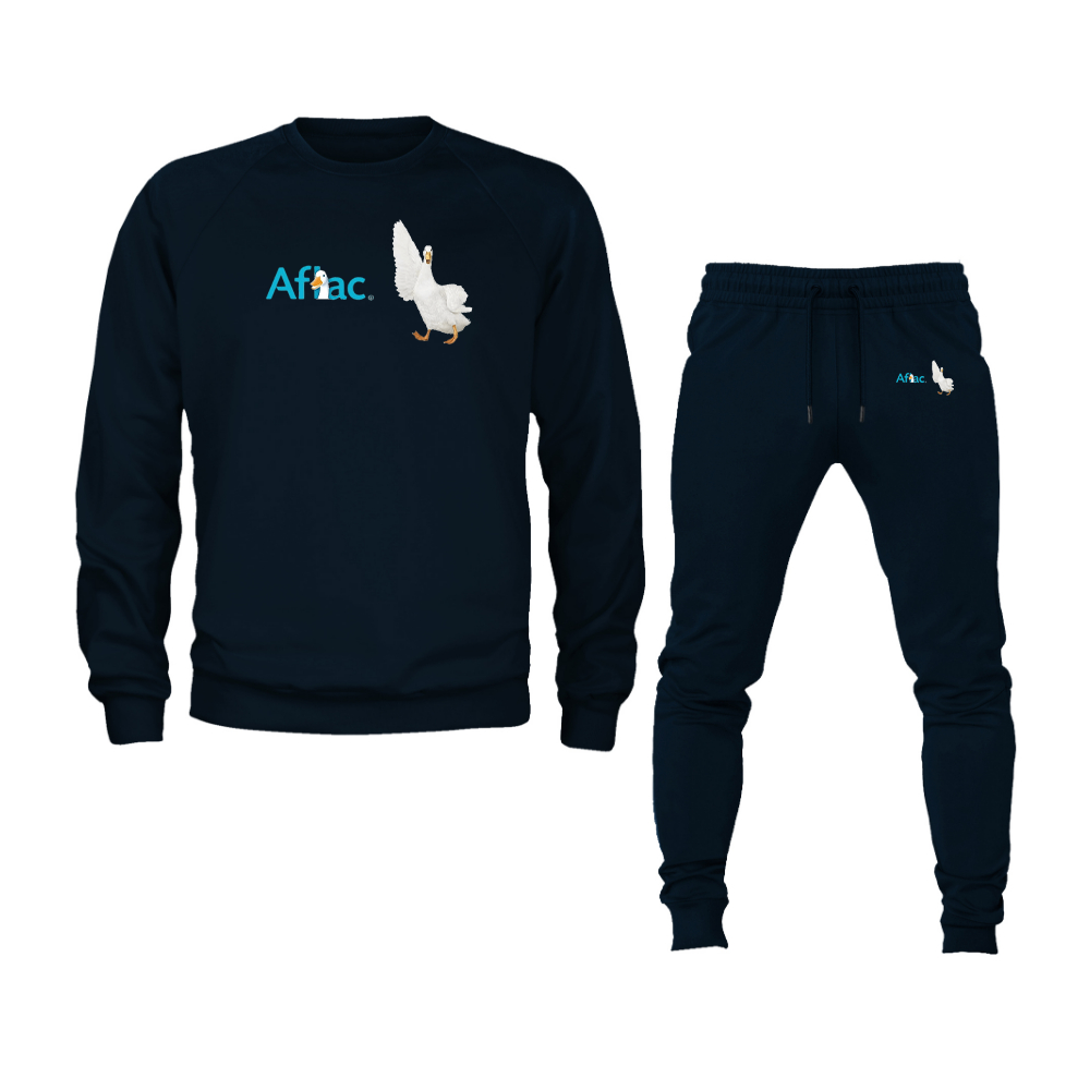 Men's Aflac Logo and Duck Crewneck Sweatshirt Joggers Suit