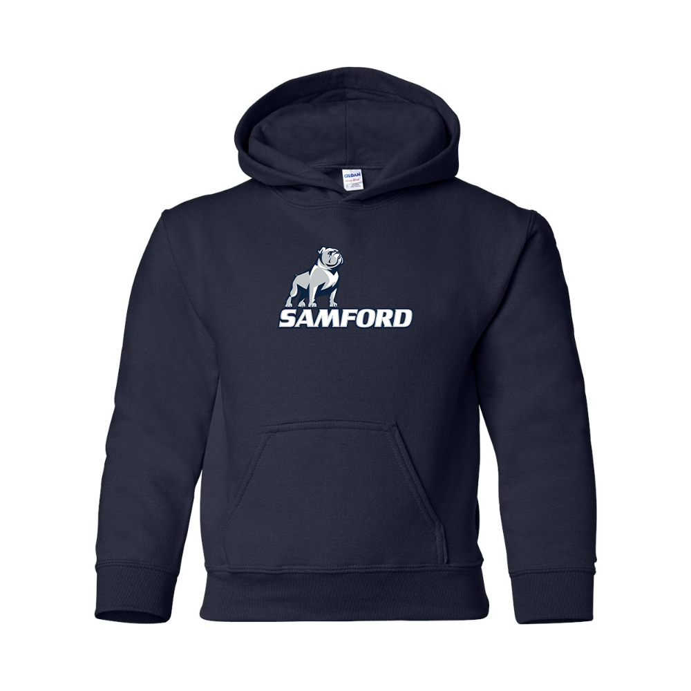 Youth Samford Bulldogs Logo Gildan Heavy Blend  Hooded Sweatshirt