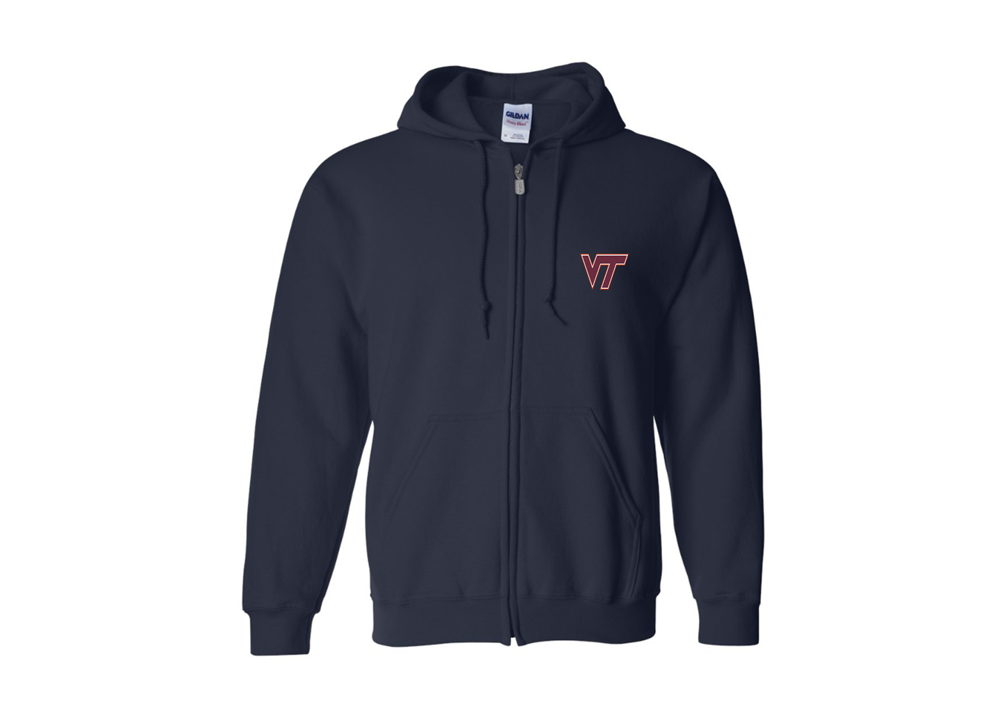 Men's Virginia Tech Hokies Gildan Heavy Blend Full Zip Hooded Sweatshirt