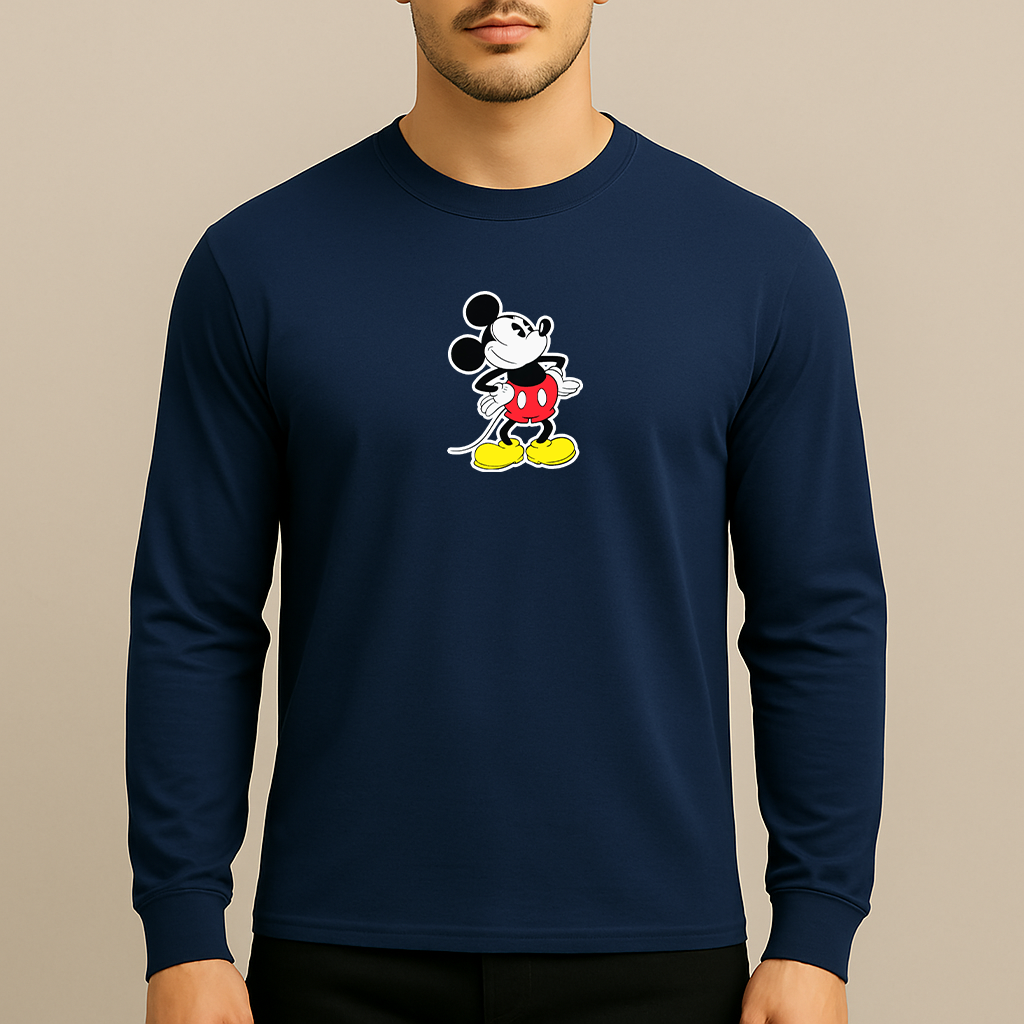 Men's Mickey Mouse Cartoon Long Sleeve T-Shirt