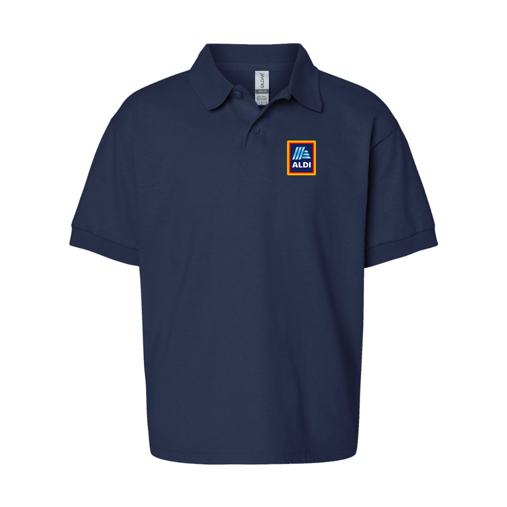 Youth Aldi Logo Gildan Dry Blend Jersey Polo