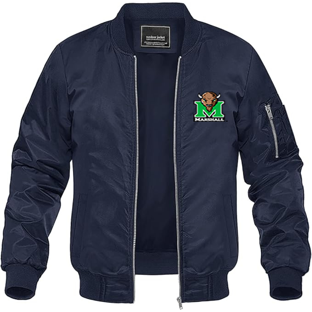 Men's Marshall Thundering Herd Logo Lightweight Bomber Jacket Windbreaker Softshell Varsity Jacket Coat