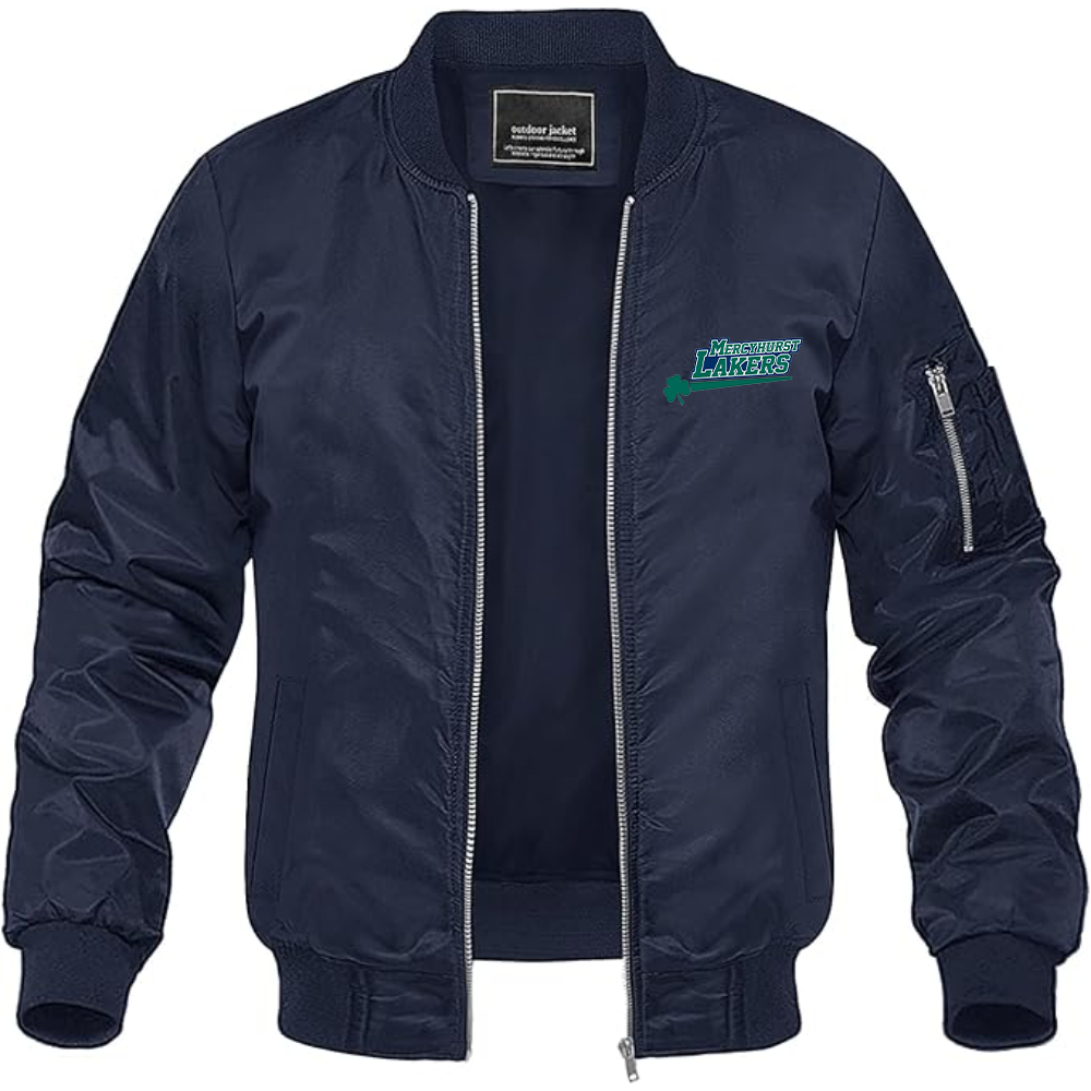 Men's Mercyhurst Lakers Logo Lightweight Bomber Jacket Windbreaker Softshell Varsity Jacket Coat