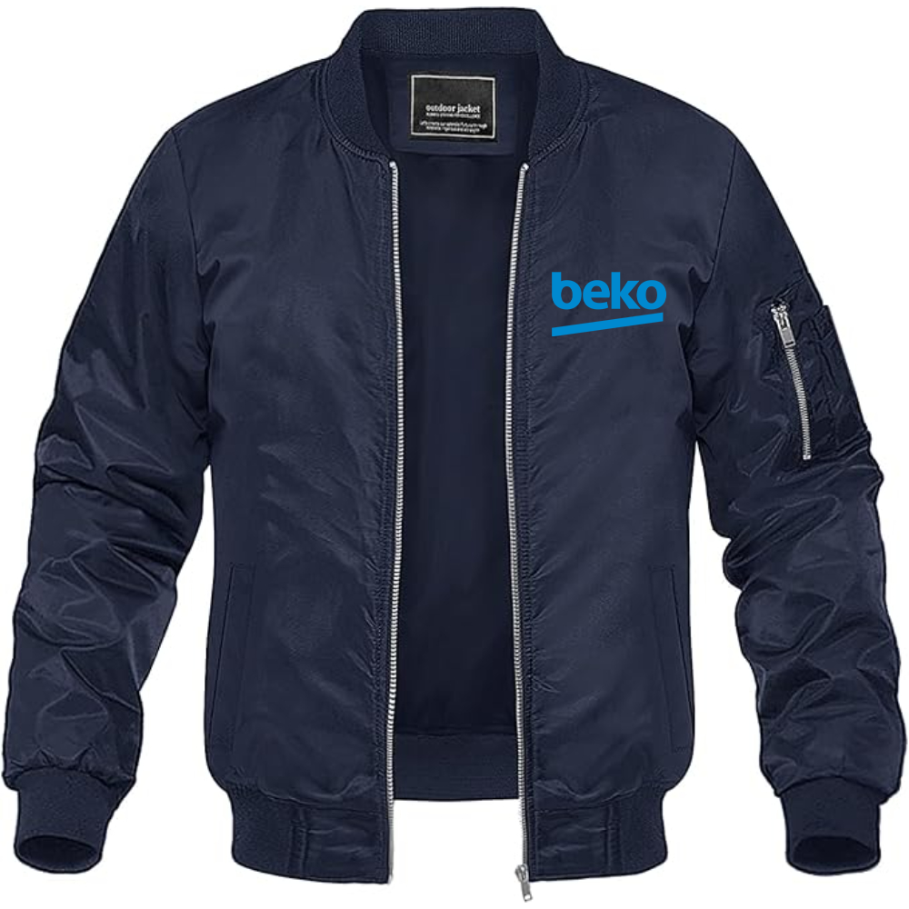Men's Beko Logo Lightweight Bomber Jacket Windbreaker Softshell Varsity Jacket Coat